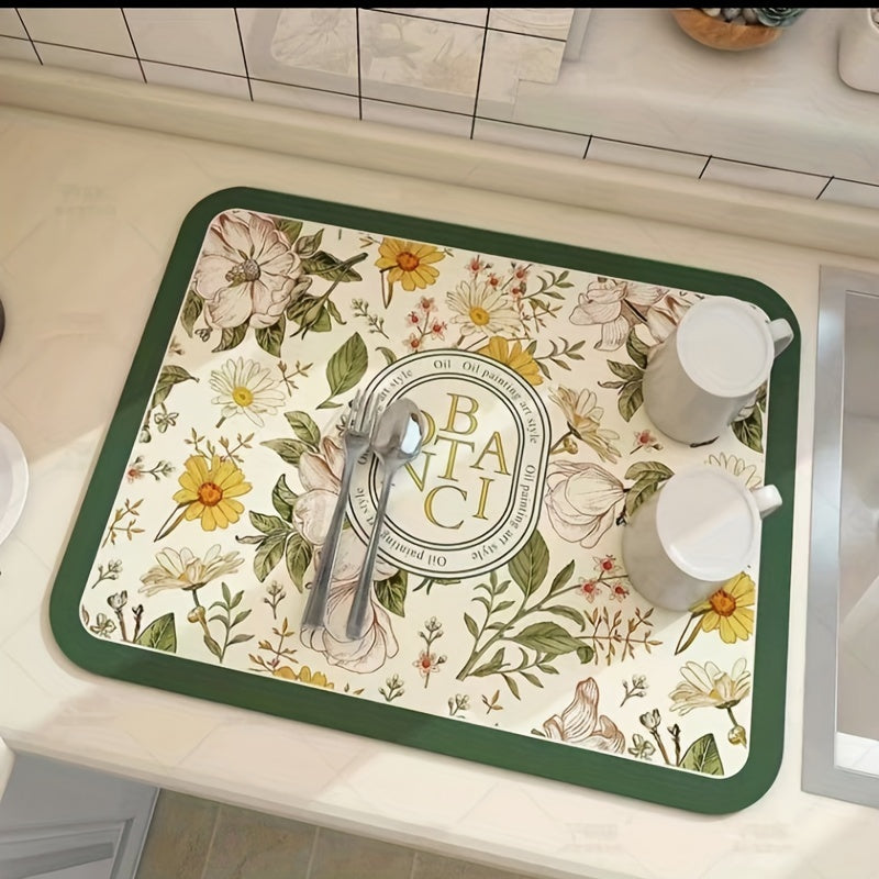 Diatomite Kitchen Drying Mat Non-Slip Washable Heat-Resistant Absorbent Pad