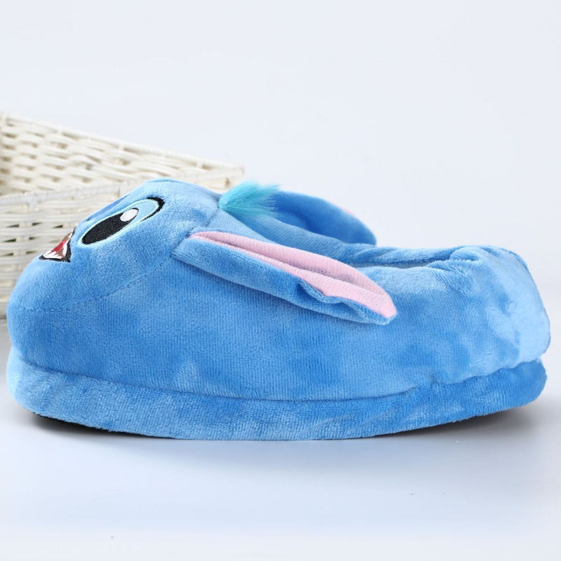 Unisex Plush Corduroy Slippers Warm Indoor Footwear Blue Cartoon