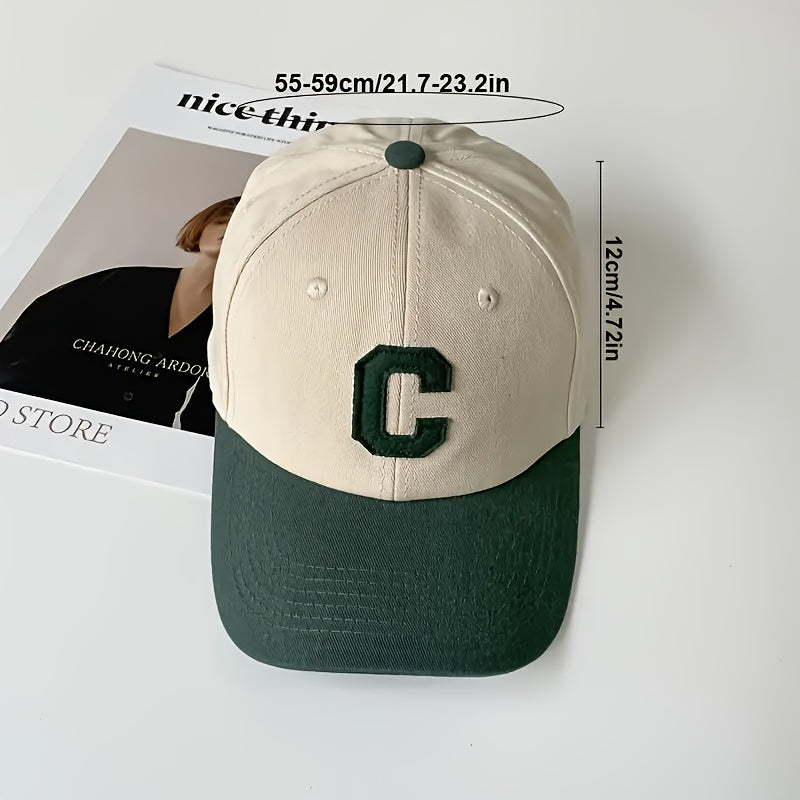 Gorra de béisbol de punto de algodón con letra C bordada, hebilla ajustable, ligera, unisex, para exteriores, estilo casual