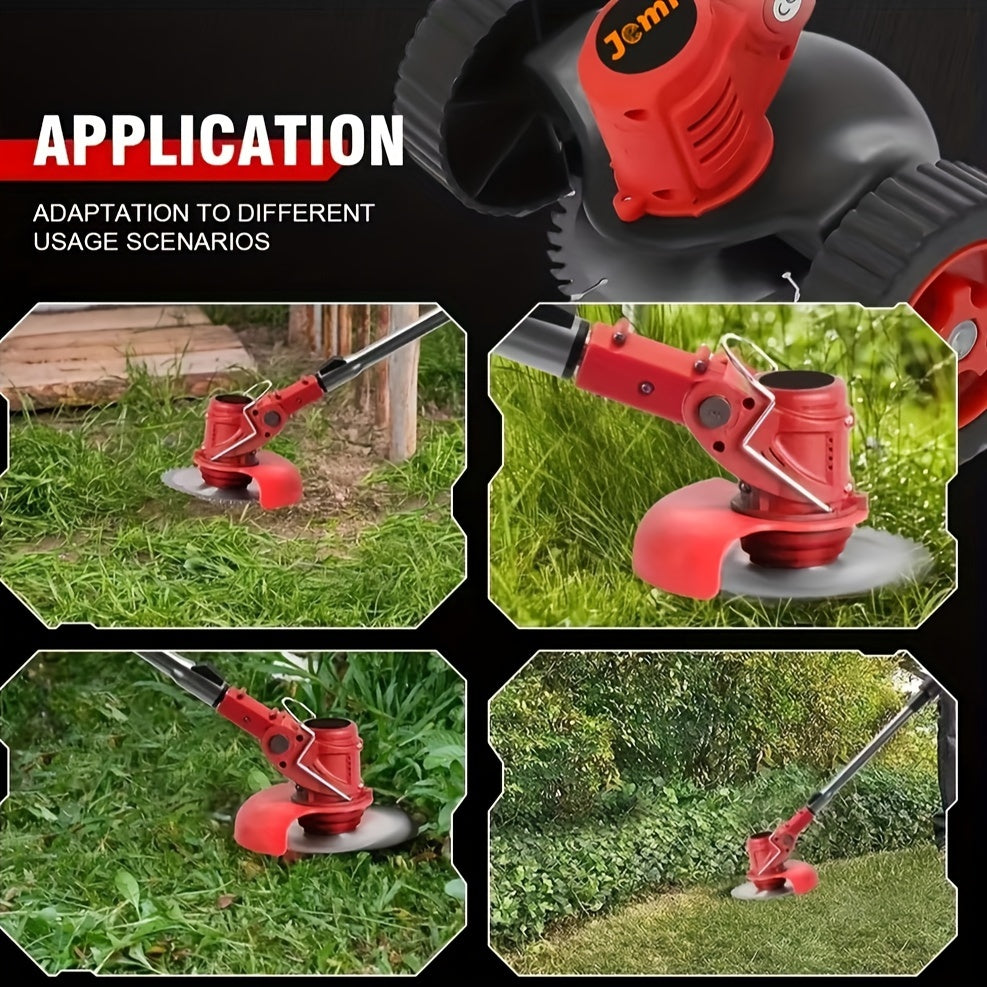 Cordless Electric Lawn Mower and Weed Wacker 21V Battery Foldable Lightweight with 3 Blade Types