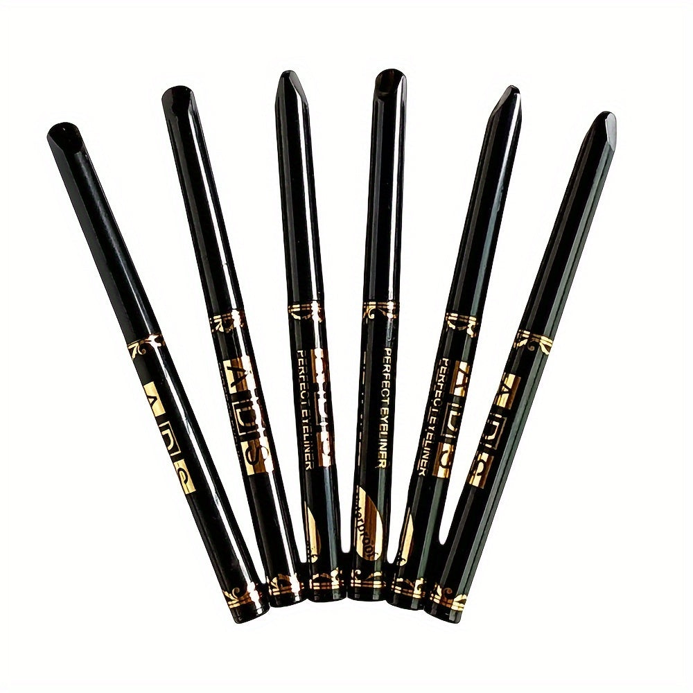 3pcs Black Waterproof Eyeliner Pencils Smudge-Proof Easy Twist Application