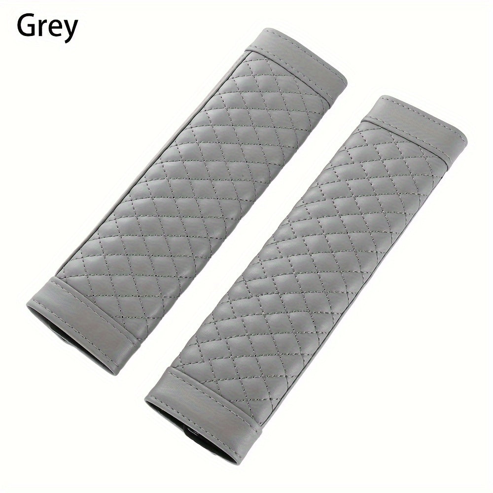 2pcs Car Seat Belt Pads Quilted Shoulder Strap Covers Beige Black Brown Gray