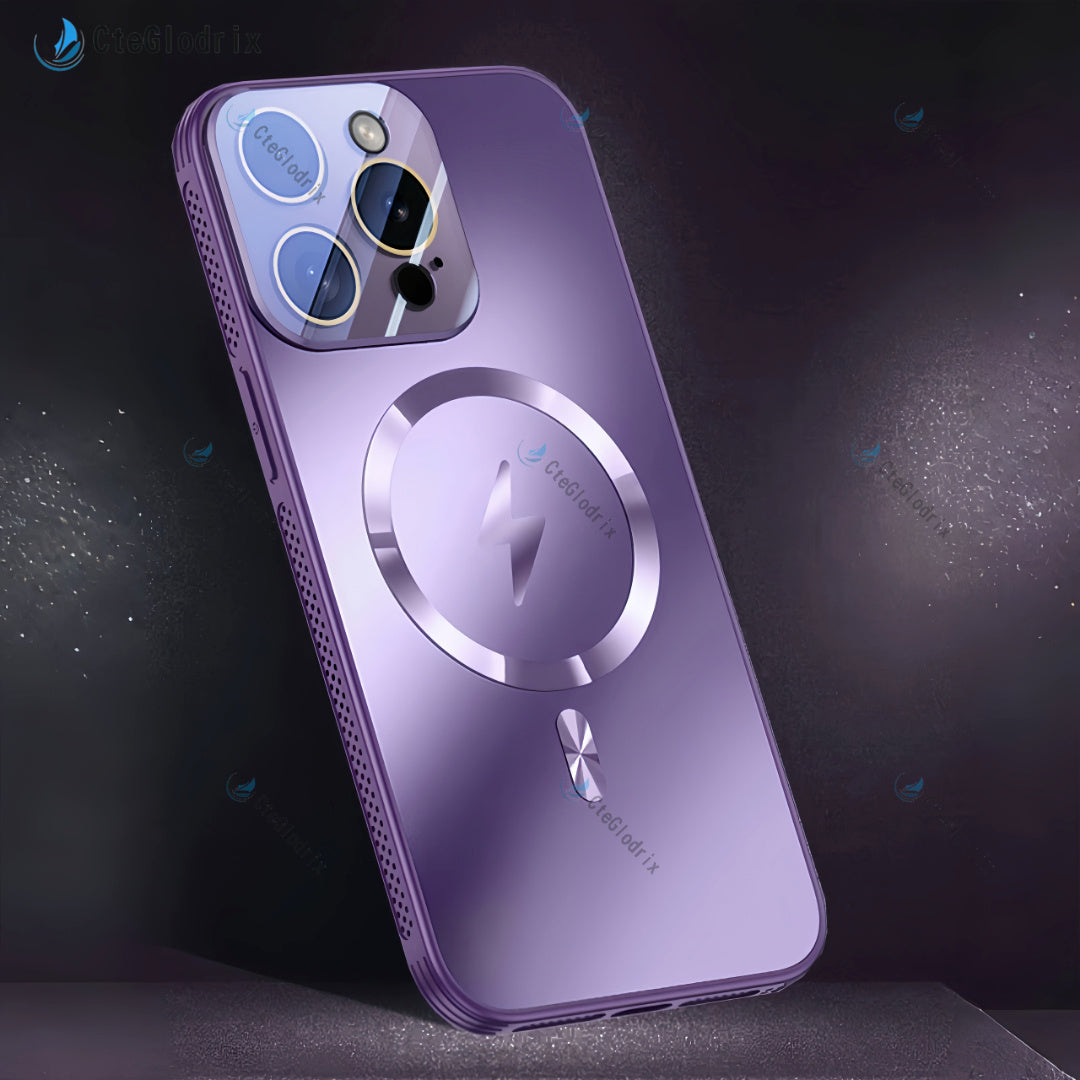 Titanium Metallic Matte Phone Case for iPhone Shockproof Wireless Charging Camera Lens Protection