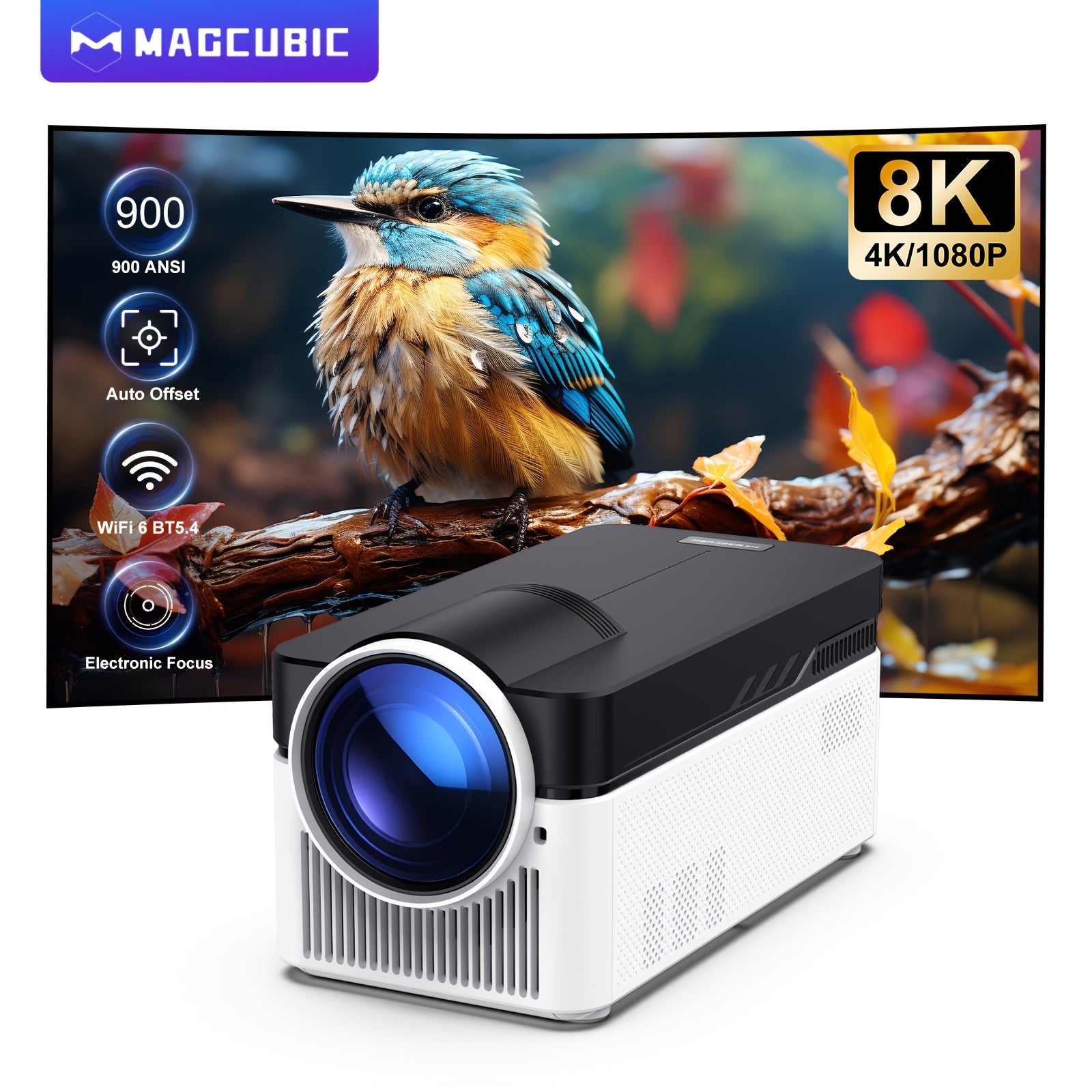 Portable Android Projector with 4K Support and Wi-Fi for Home Theater