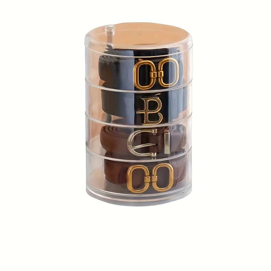 Organizador de cinturón giratorio con compartimentos ajustables, caja de almacenamiento apilable para accesorios