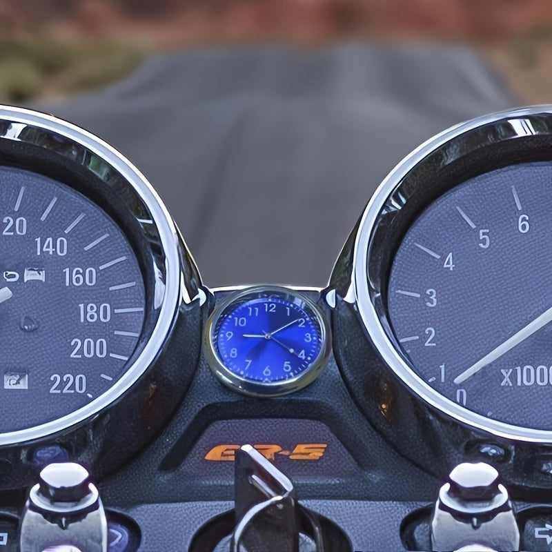 Mini Quartz Car Clock Luminous Dashboard Decor Blue Face Green Numbers