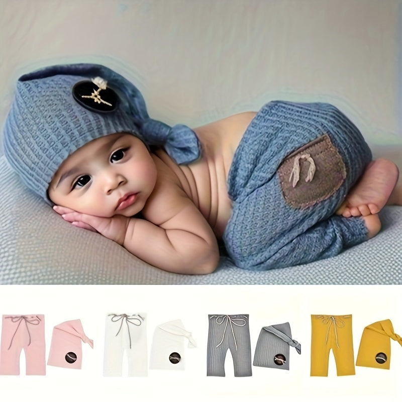 Baby Boy 2-Piece Pants and Cap Set Cotton Photo Outfit