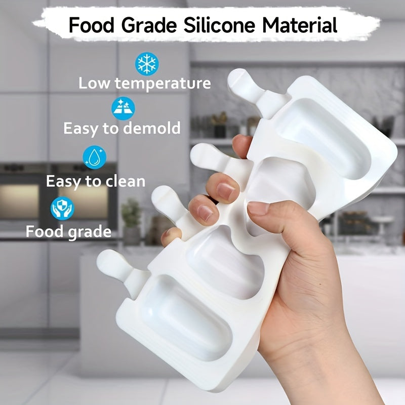 Silicone Ice Cream Mold 3/4/8 Cavity Reusable Popsicle Maker for Home