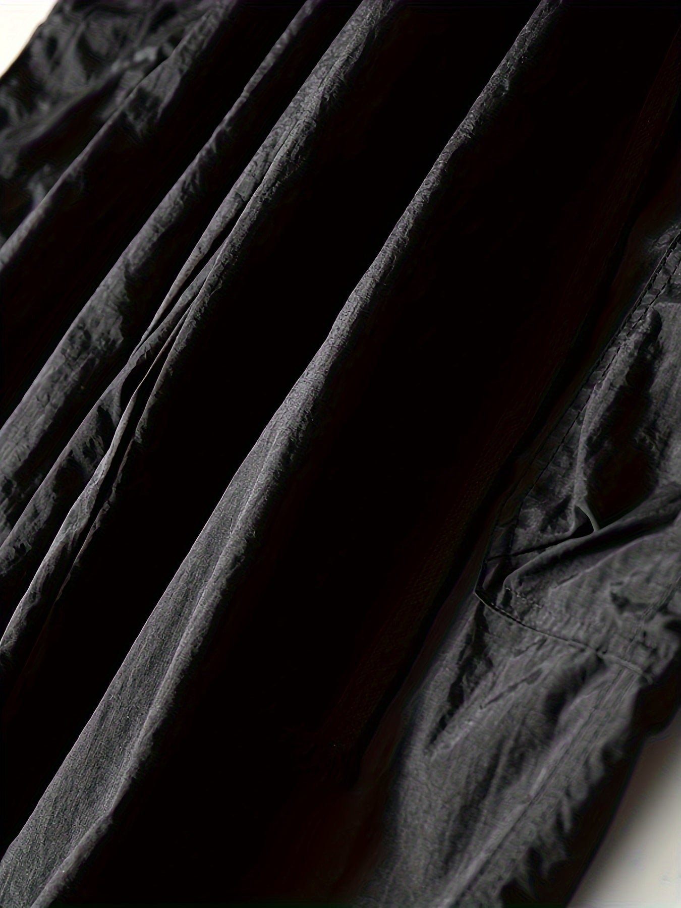 Plus Size Men's Black Nylon Joggers Lightweight Loose Fit Casual Sporty Sweatpants