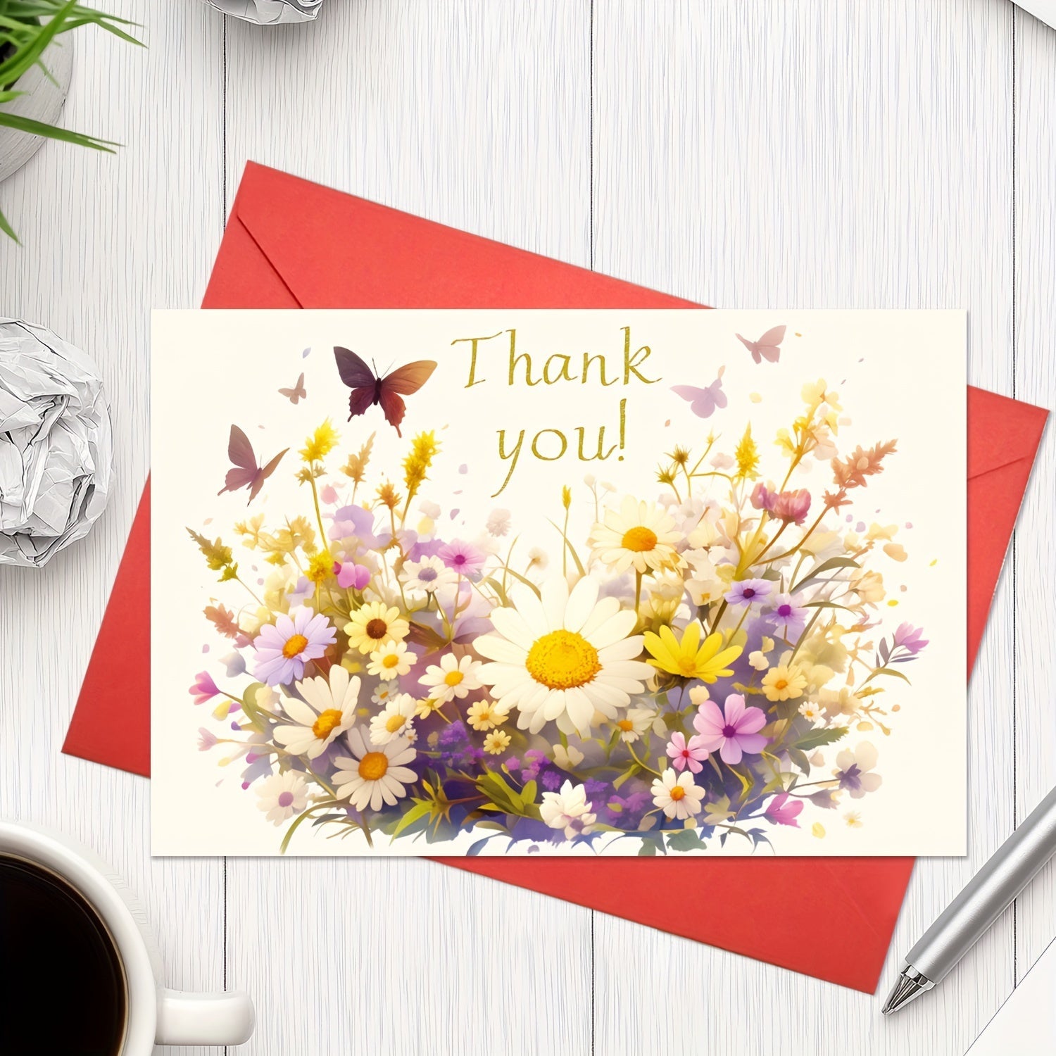 Thanksgiving Greeting Card Set Foldable Floral Design for Young Adults and Relatives