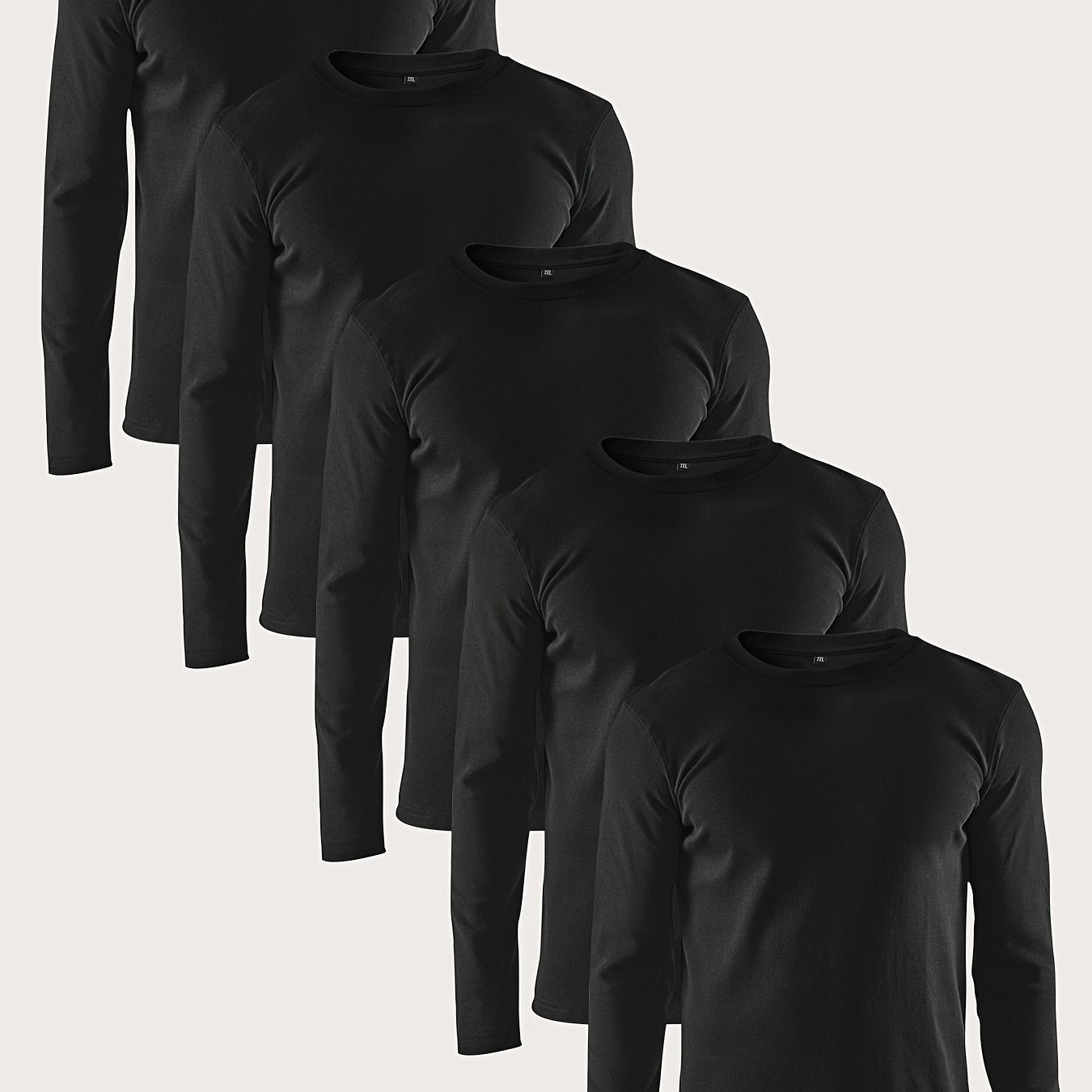 Conjunto de 5 camisetas deportivas de manga larga para hombre, transpirables, de secado rápido y tallas grandes