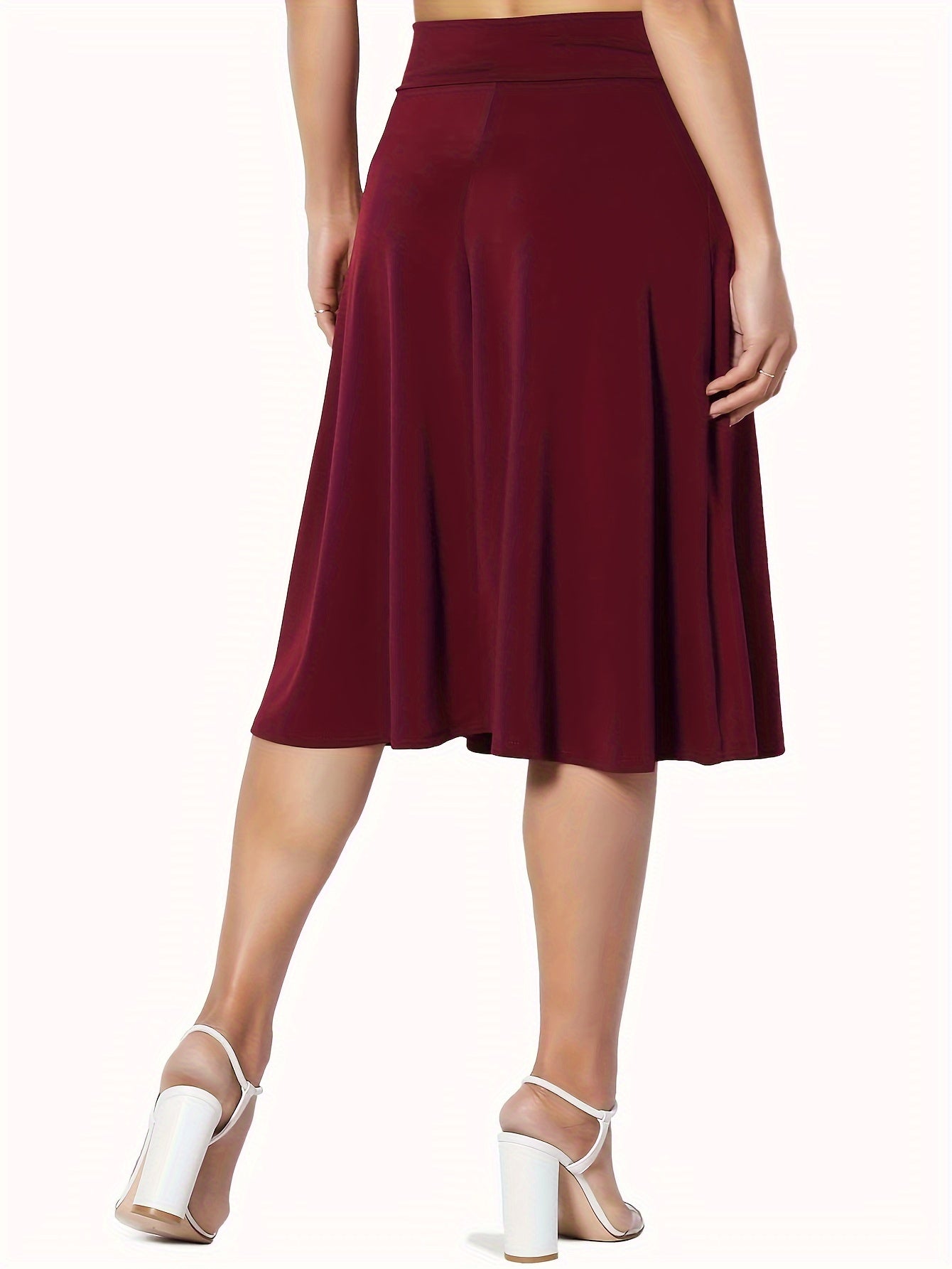 Women's Plus Size Knee Length Swing Skirt Spring Summer Solid Color