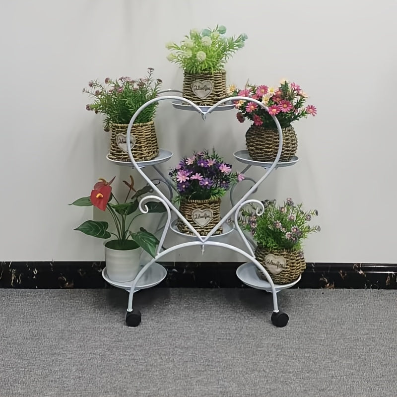 Soporte para plantas de metal en forma de corazón, de varios niveles, para interior y exterior, exhibición floral