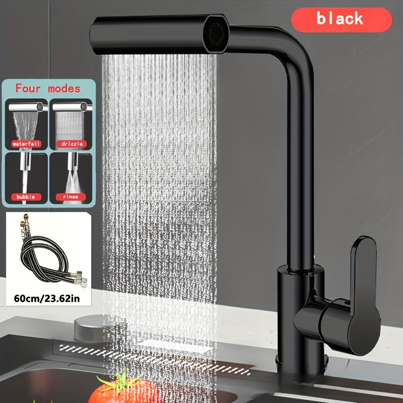 Commercial Kitchen Faucet with Sprayer Rotary Spout Single-Handle Mixer Space-Saving Design