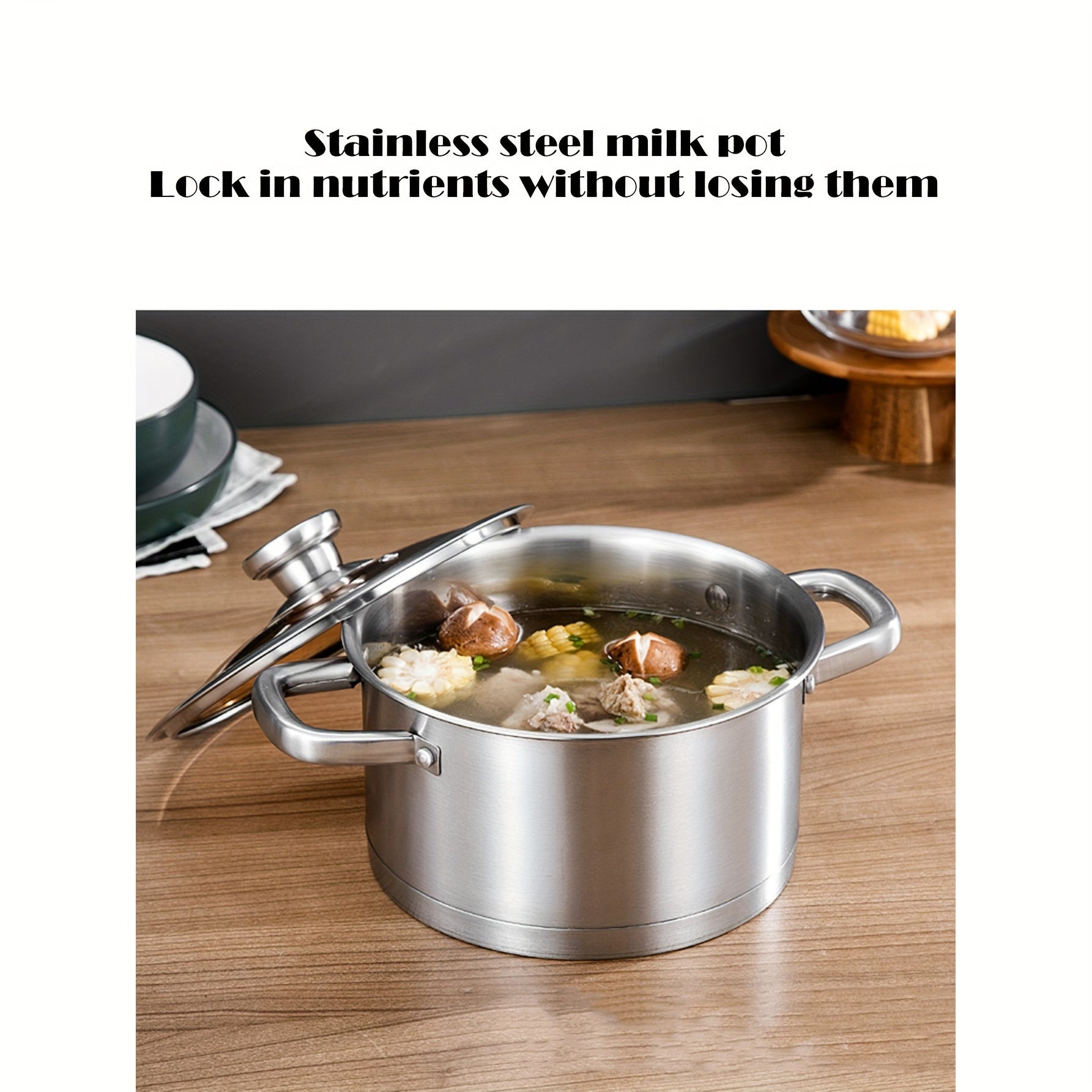 Stainless Steel Kitchen Utensil Set with Pot Frying Pan and Milk Pot