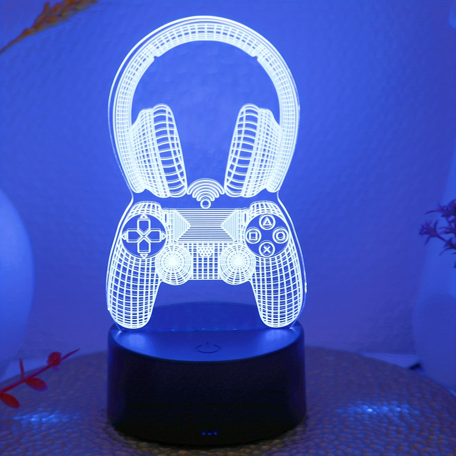 Luz nocturna 3D con auriculares de juego de siete colores para dormitorio y sala de juegos