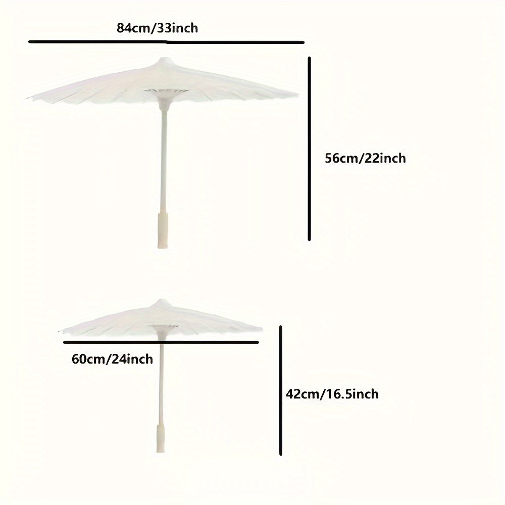 White Wedding Umbrella 83.82cm Round Lightweight Portable for Bridesmaids Photoshoots