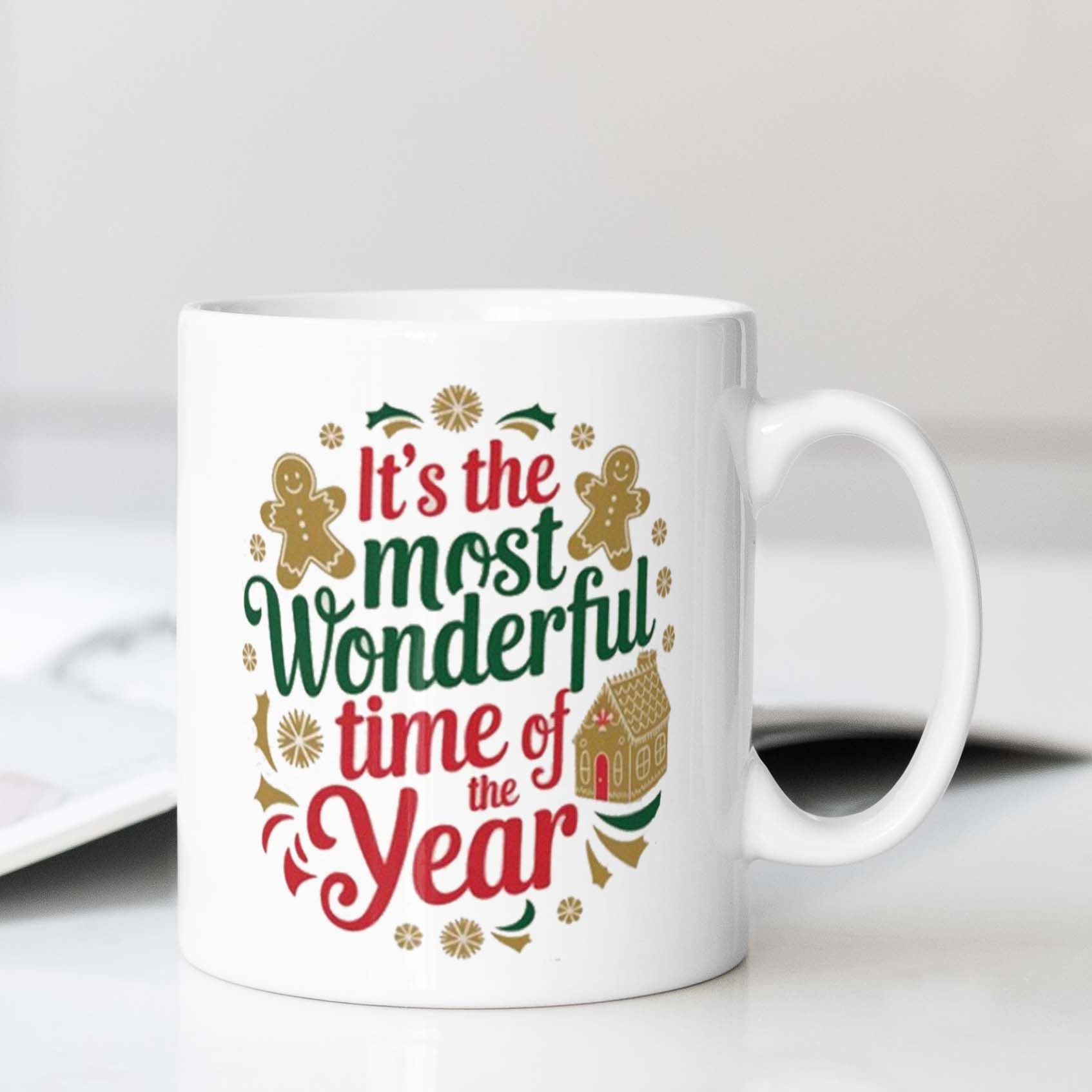 Festive Ceramic Coffee Mug It's the Most Wonderful Time of the Year Holiday Office Camping Dining