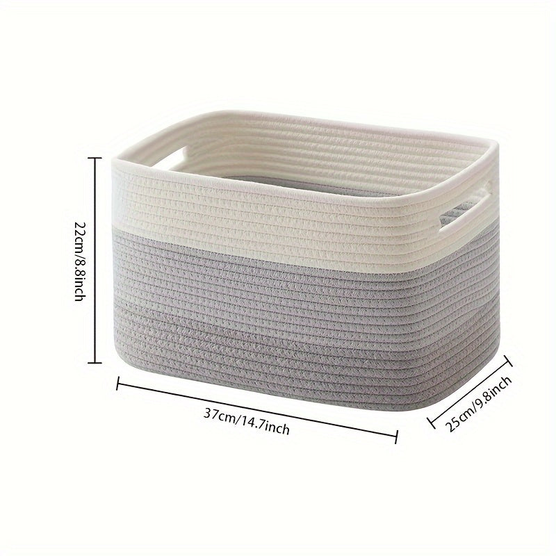 1 dona ipdan to'qilgan saqlash savati hammom, yotoqxona, yashash xonasi, yotoqxona va uy bezaklari uchun. O'yinchoqlar, sochiqlar, kir va javonlarni tartibga solish uchun ideal.