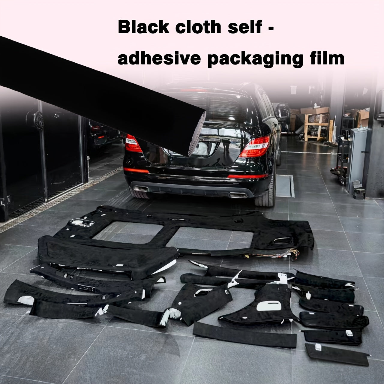 Black Velvet Adhesive Car Interior Wrap Durable Self-Adhesive Film