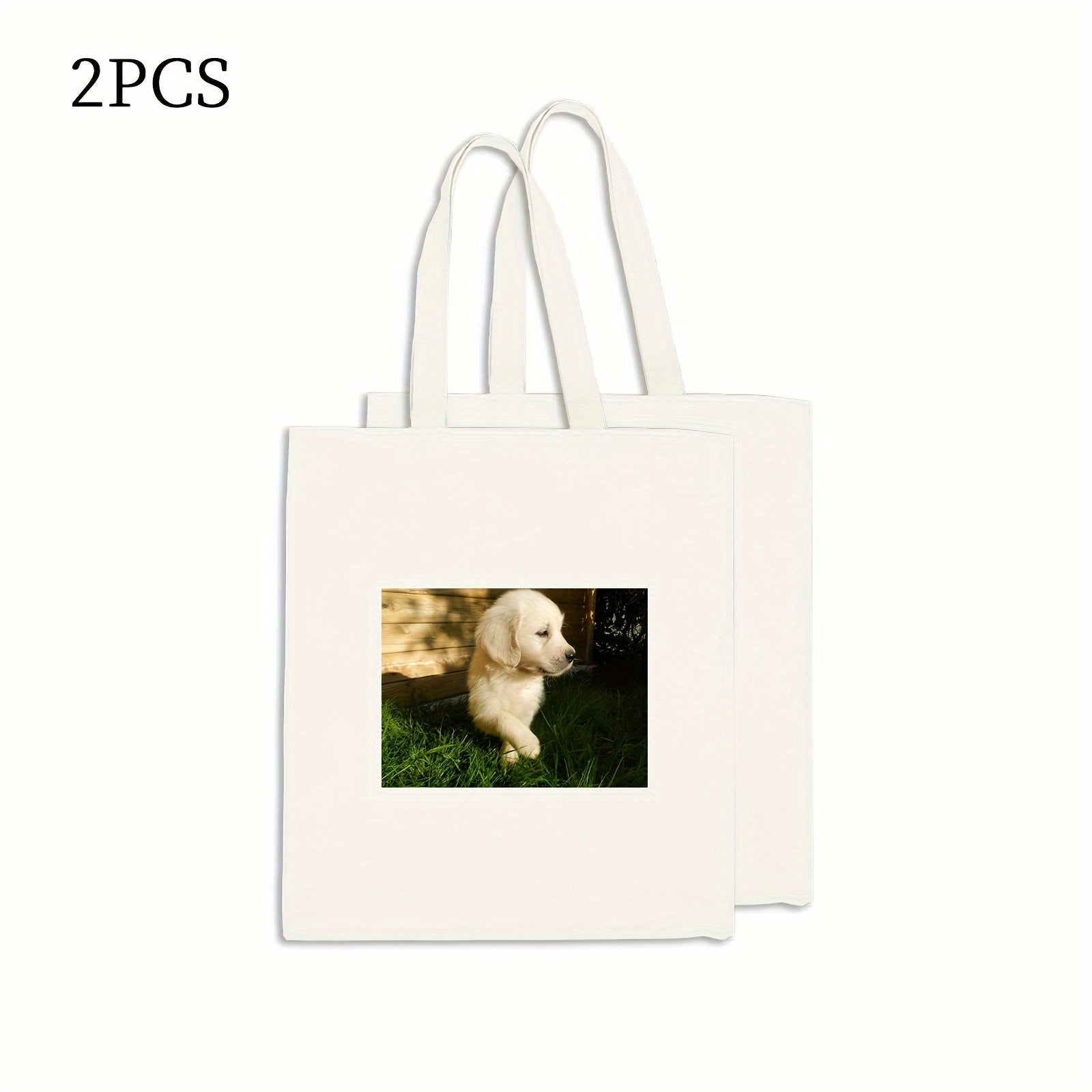 Customizable Canvas Bag Pack of 2 with Personal Photo Print in 3 Colors