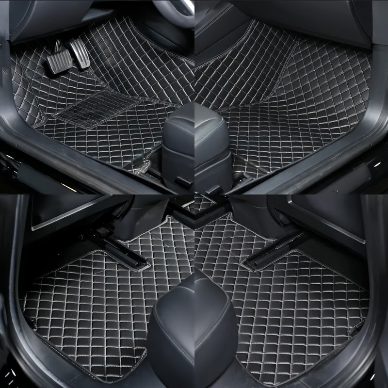 Car Floor Mat Set for Sedan PU Leather Luxury Easy to Clean Durable