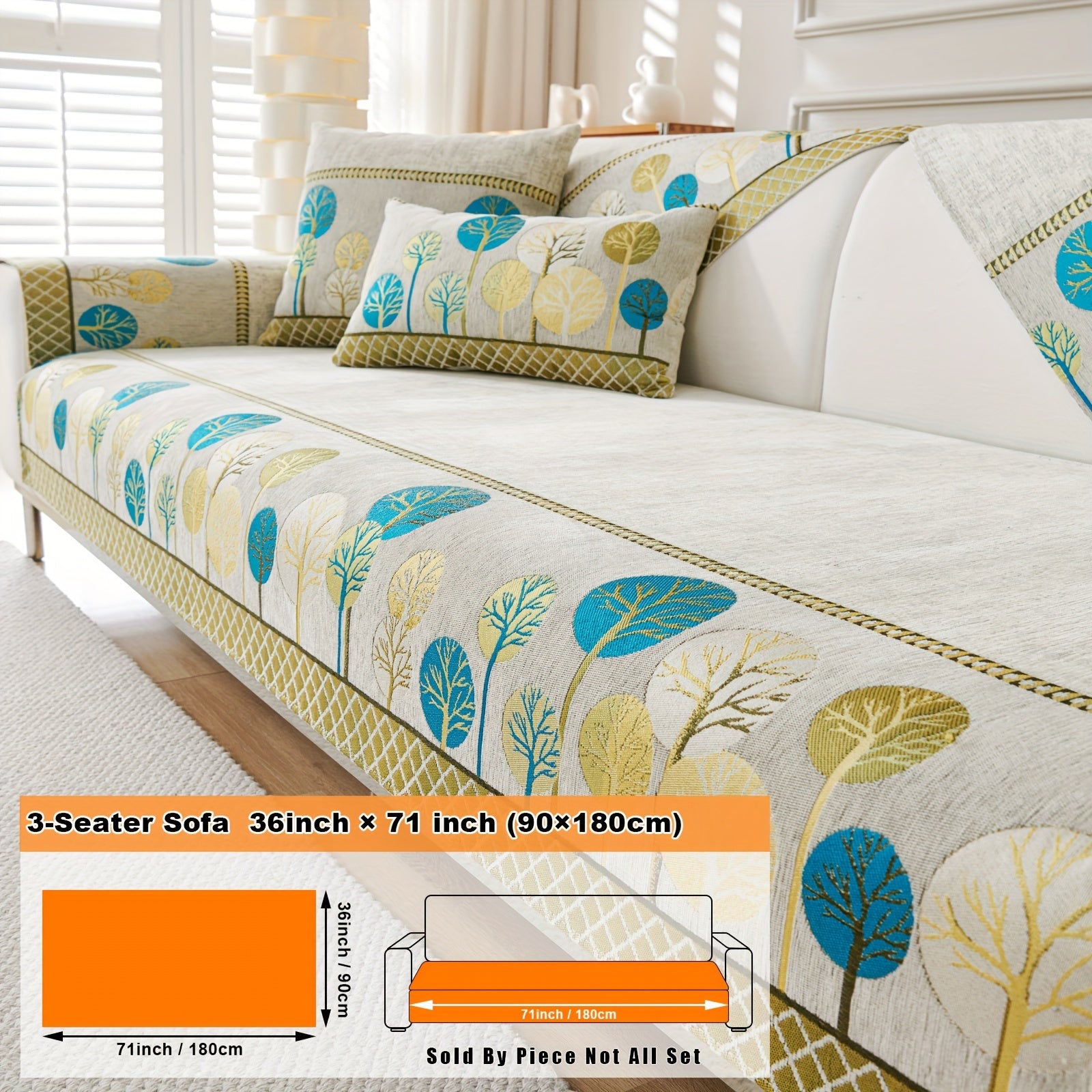 Bohemian Moonlit Trees Sofa Cover for Single to Quadruple Seaters Pet-Friendly Machine Washable Viscose