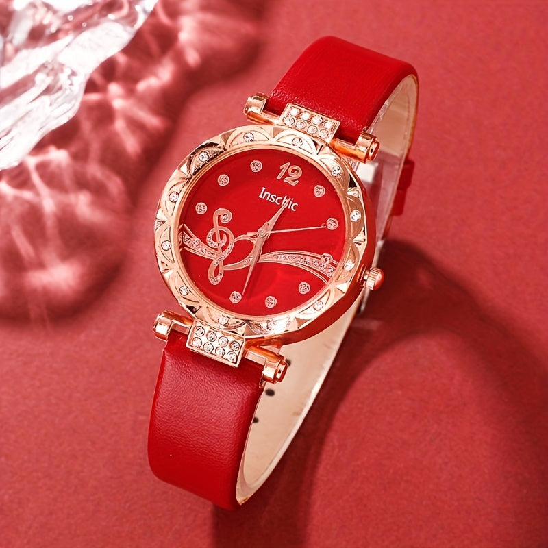 Ayollar uchun kvarts soat va Qizil stackable taqinchoq to'plami, Sevganlar kuni, Paskha, Xellouin, Ramazon uchun