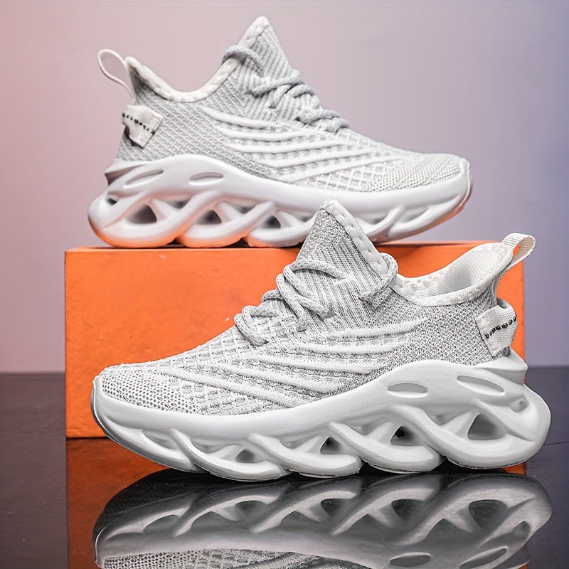 Kids Breathable Knit Sneakers for Tennis and Running All Season Lightweight EVA Sole