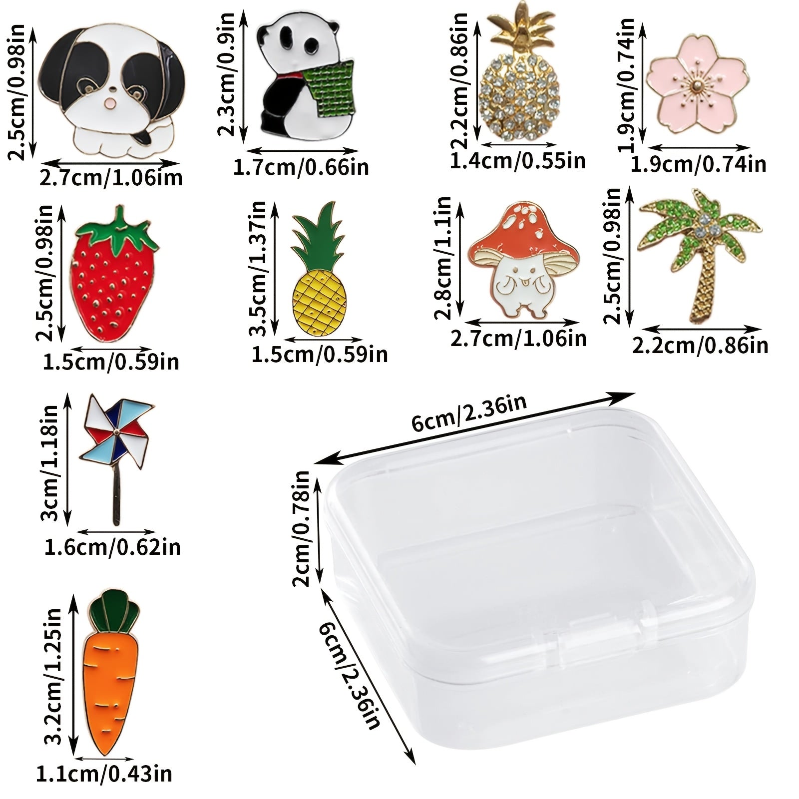 Set of 10 Mini Cartoon Enamel Pins for Bags and Clothing Irregular Shapes Assorted