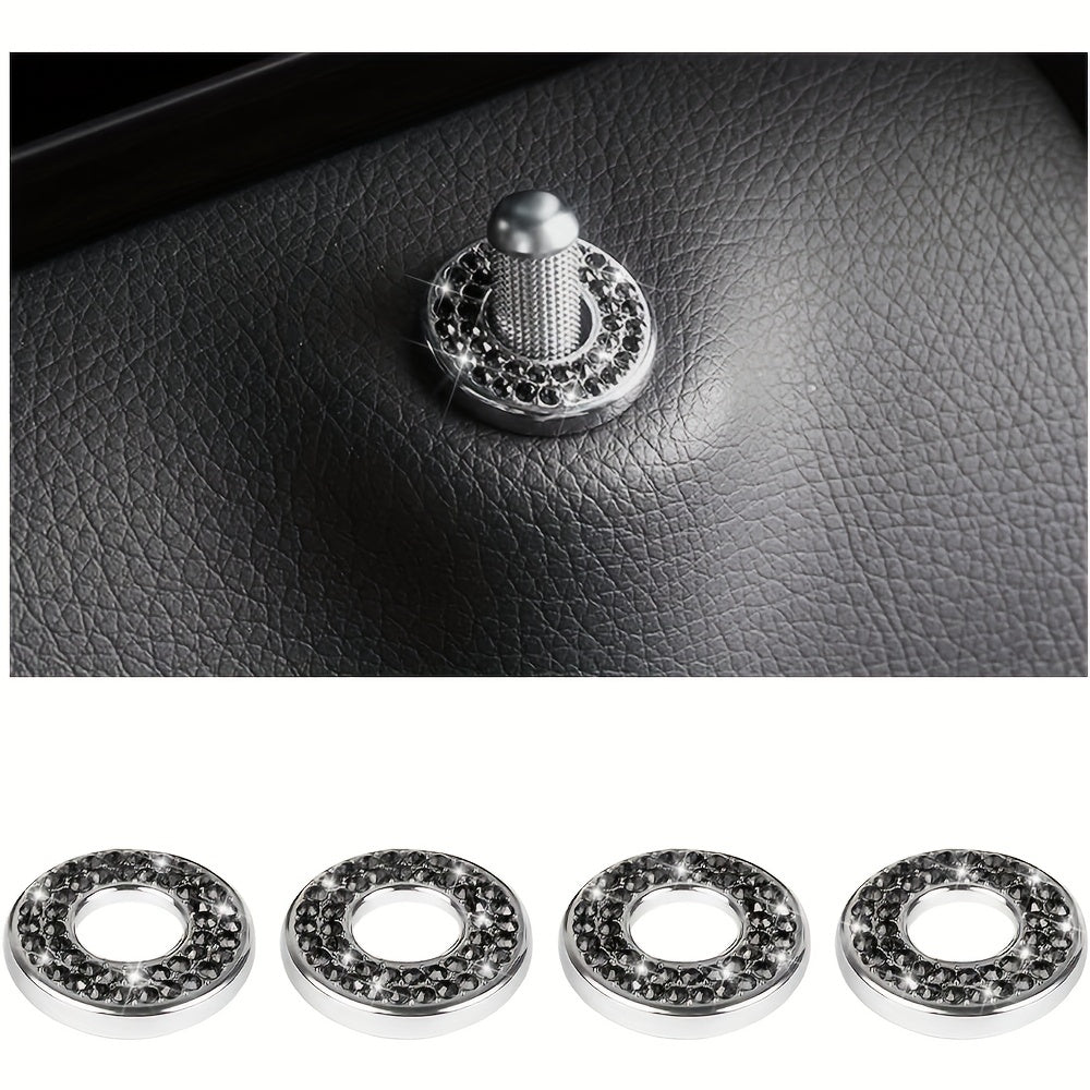 Car Interior Bling Door Lock Cover Stickers Silver Glitter Accessories