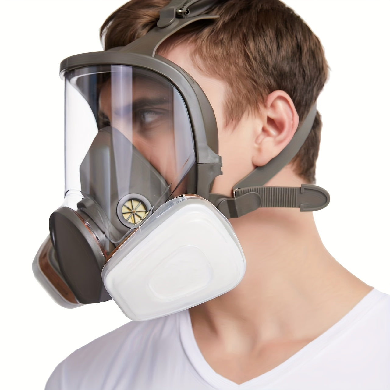 27-in-1 Full Face Respirator Mask Reusable Silicone Plastic Chemical Safety