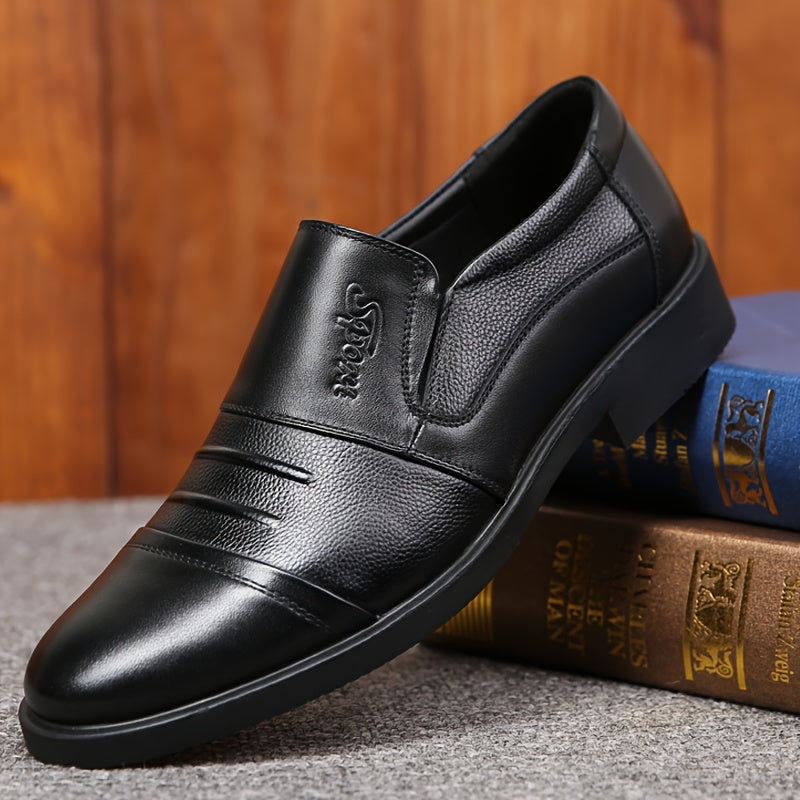 Men's Casual Loafers Genuine Leather Solid Color Rubber Sole All-Season