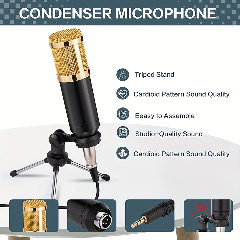 All-in-One Podcasting Kit with Condenser Microphone and Mixer for Studio Recording Voice Overs Streaming