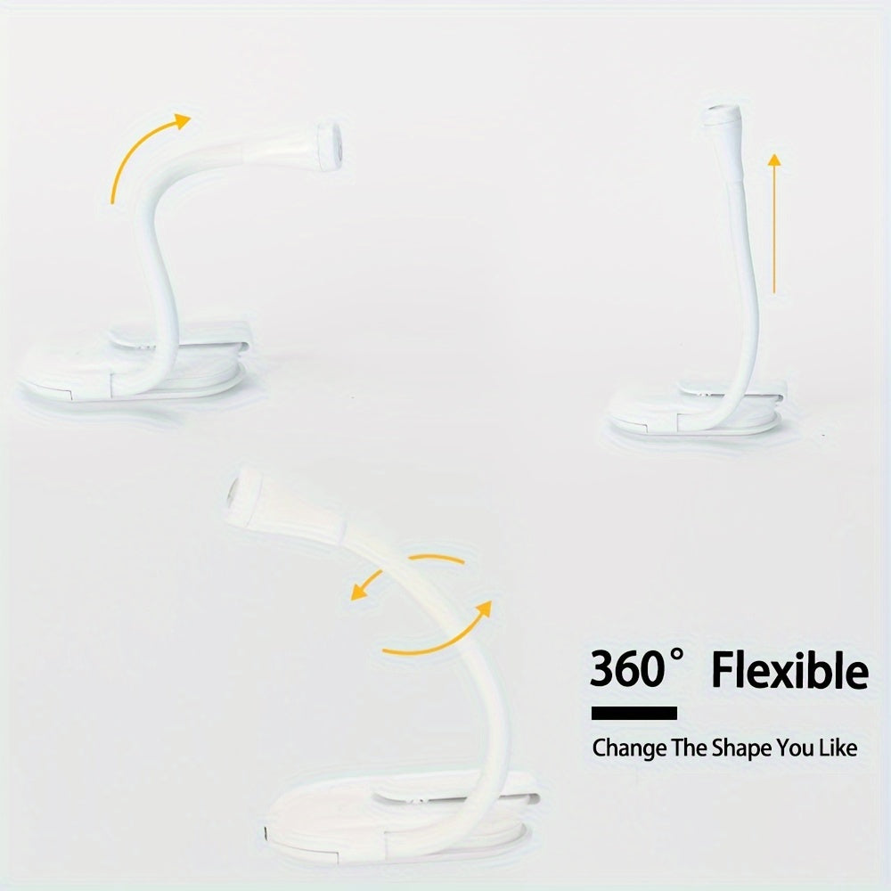 Mini Portable Clip-On Book Light with Adjustable Brightness and 360-Degree Foldable LED