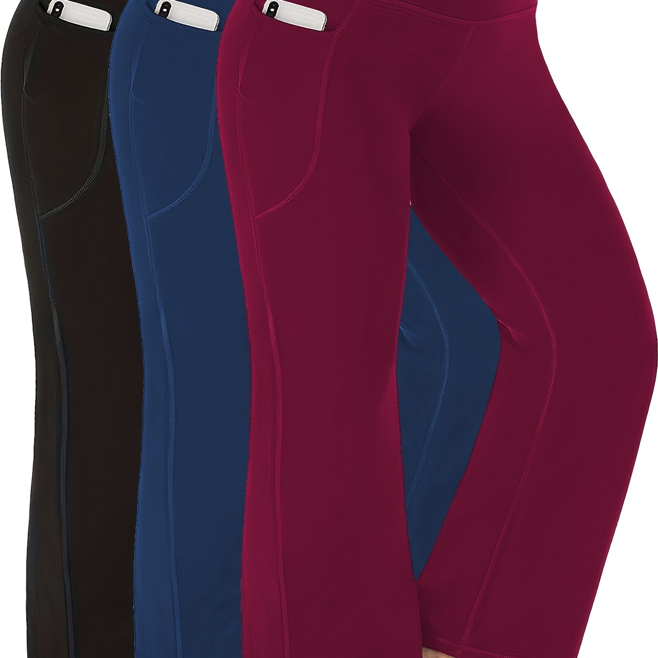 Women's Plus Size Wide Leg Pants High Waist Sports Pants with Pockets