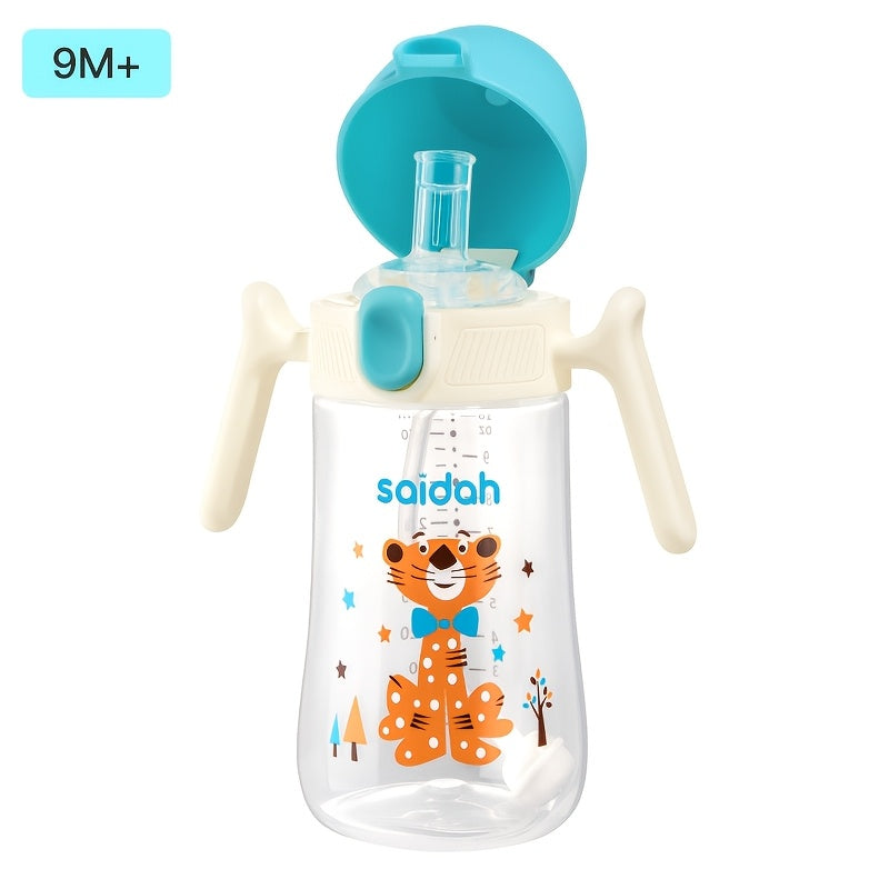 10oz Leak-Proof BPA-Free Silicone Feeding Bottle with Straw for Kids