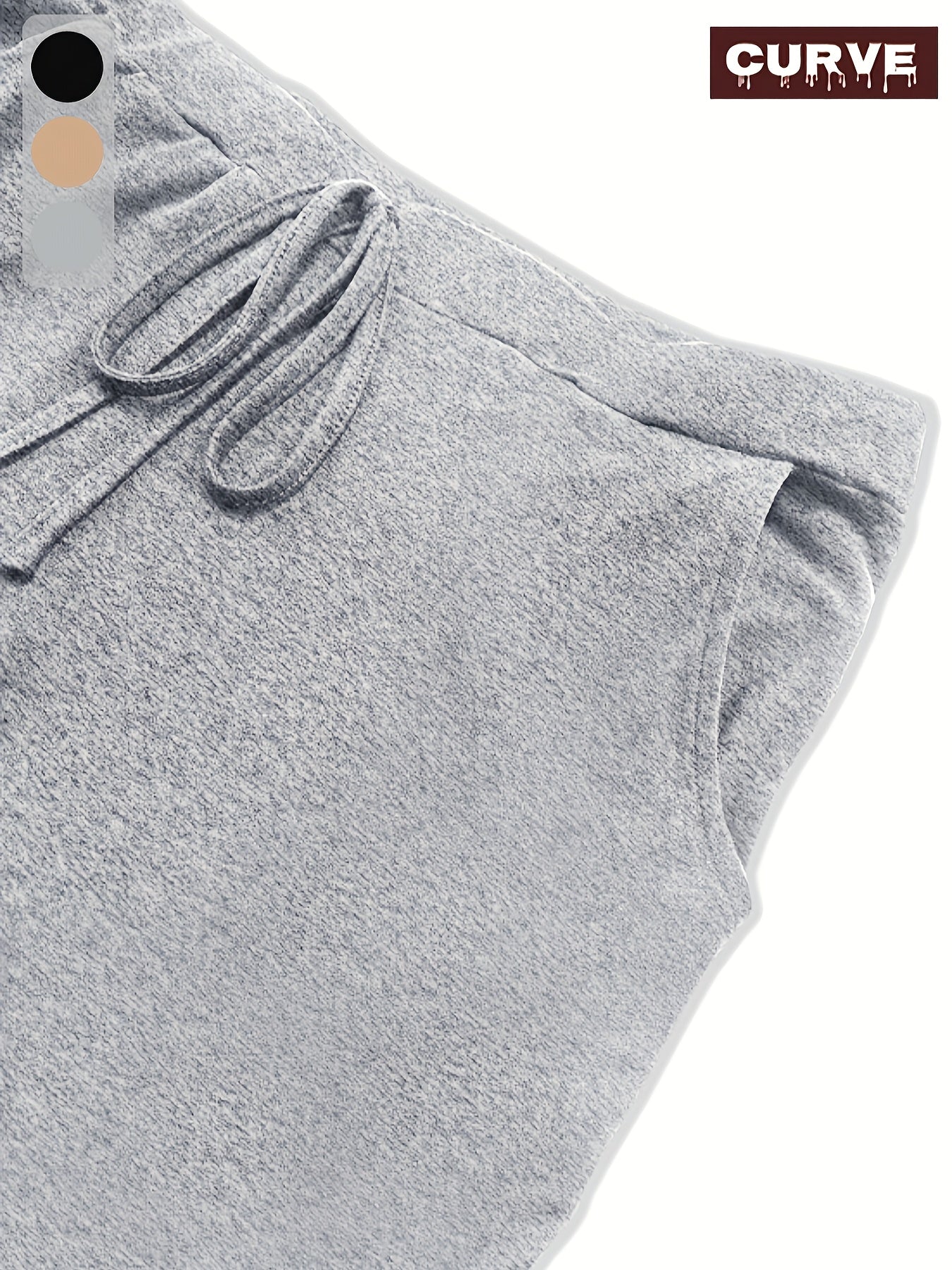 Pantalones capri de talla grande para mujer con cintura elástica y cordón, pantalones de descanso de color sólido