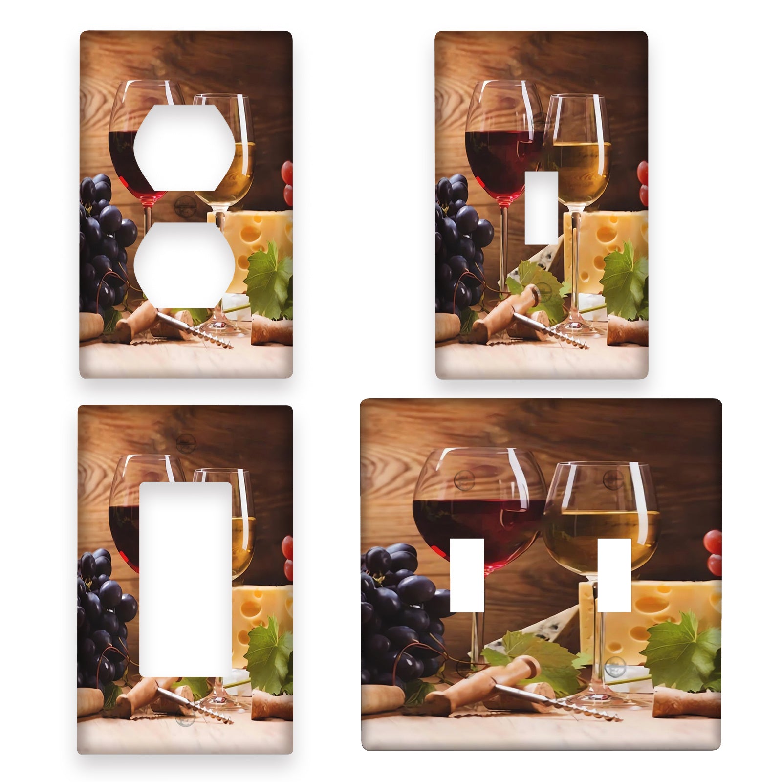 Decorative Screw-In Switch Cover with Wine and Cheese Theme for Bathroom and Bedroom
