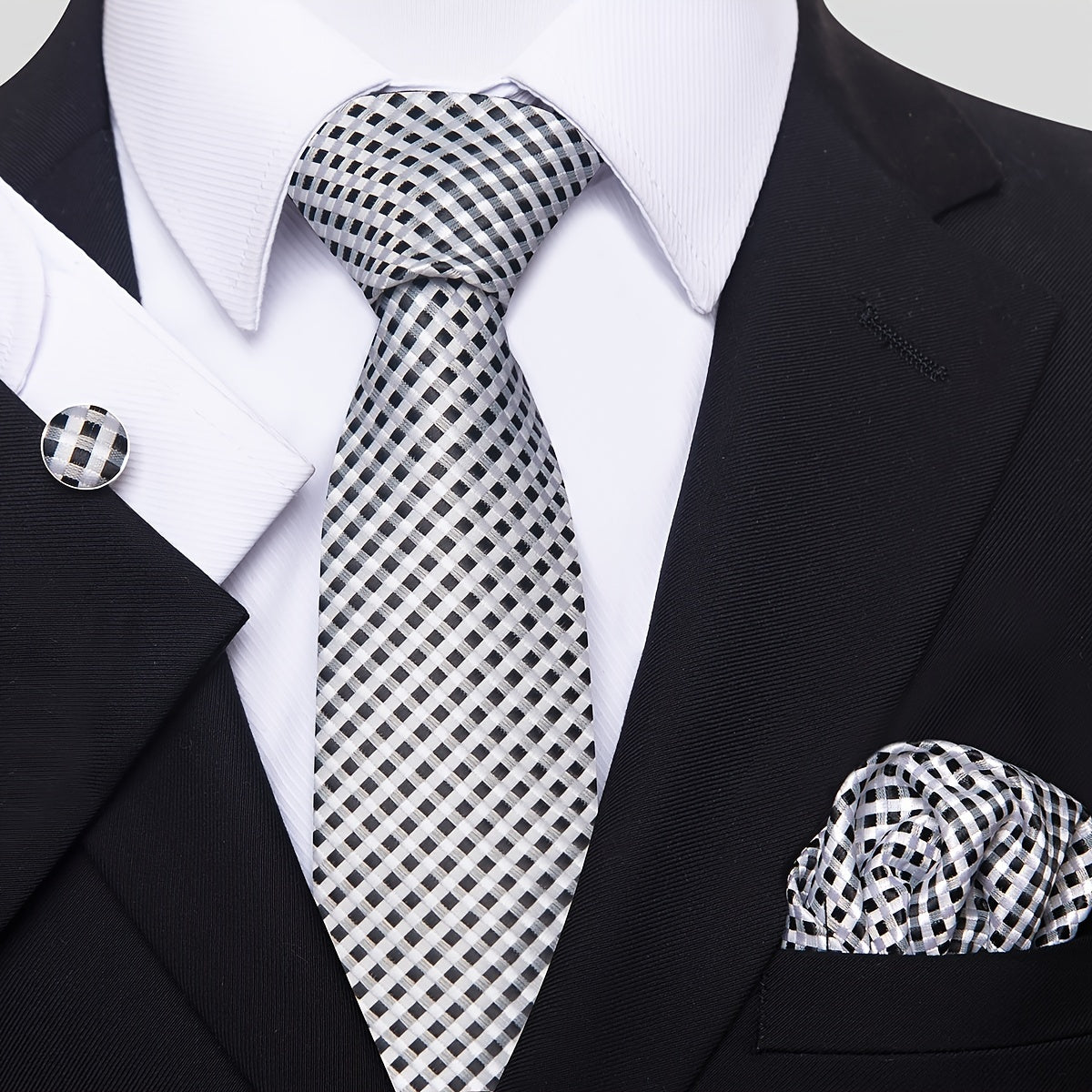 Erkaklar uchun ko‘k polka nuqtali galstuk to‘plami, cho‘ntak sharlari va manjetkalar bilan, to‘ylar va partiyalar uchun