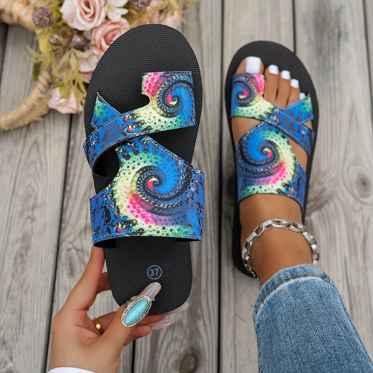 Women's Mesh Slide Sandals Open Toe Casual Summer Breathable Flats