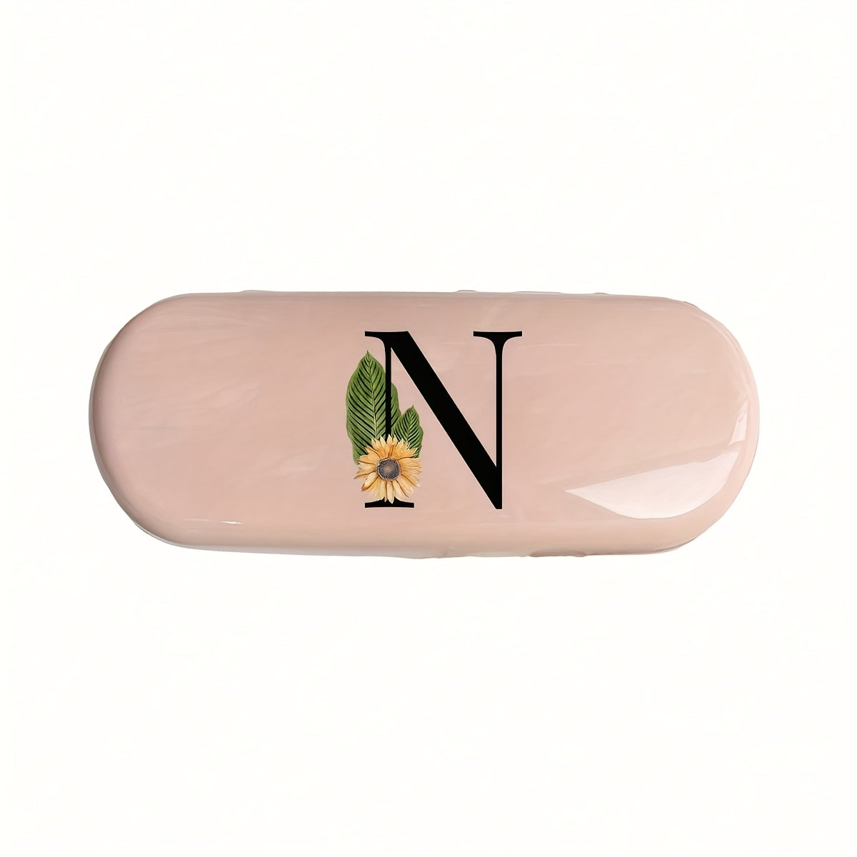 Pink Floral Monogram Glasses Case Waterproof Dustproof Compact Plastic Storage Box for Men and Women