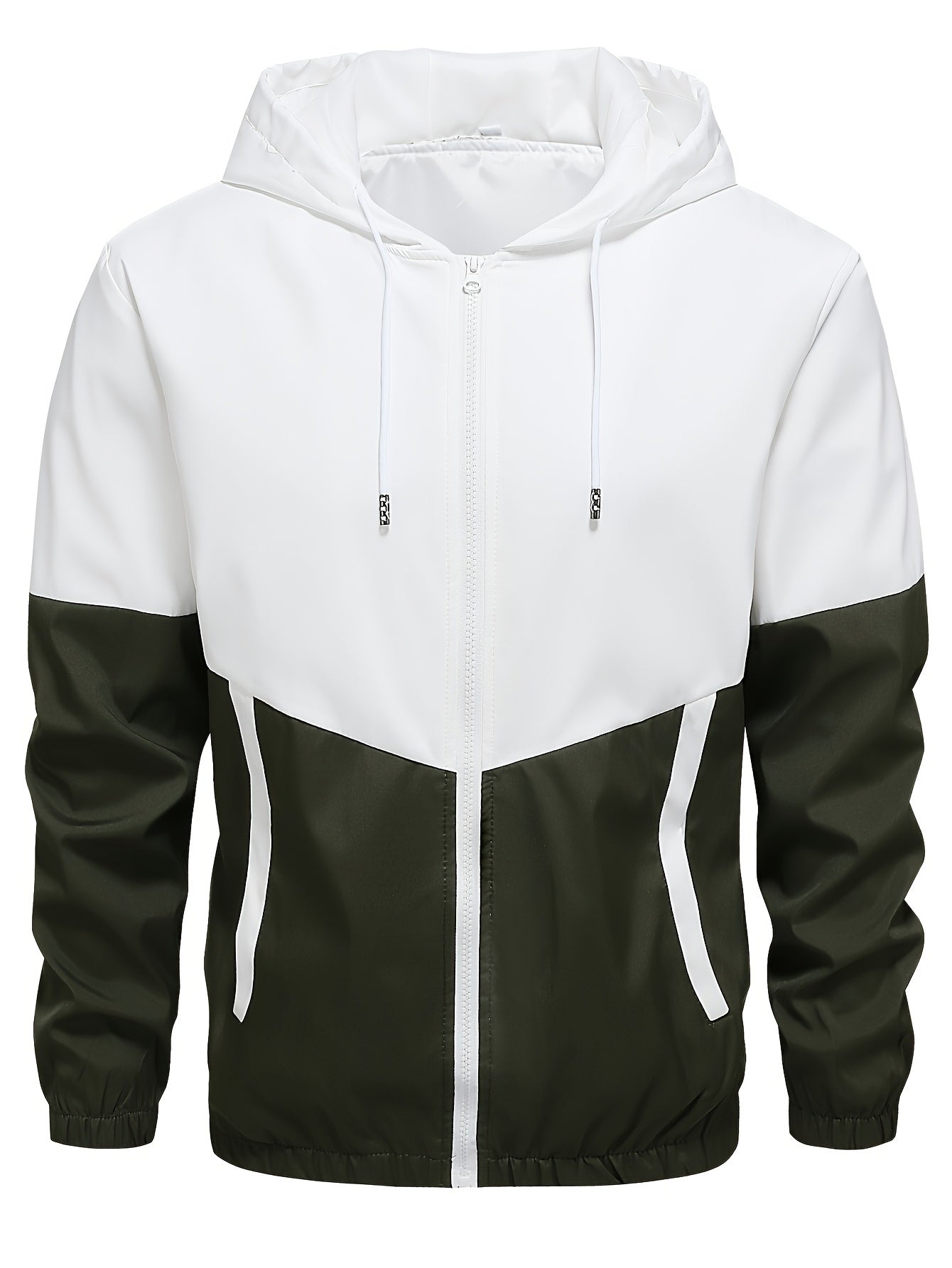 Men's Polyester Sportswear Set Hooded Jacket and Long Pants Solid Color Loose Fit Spring Fall