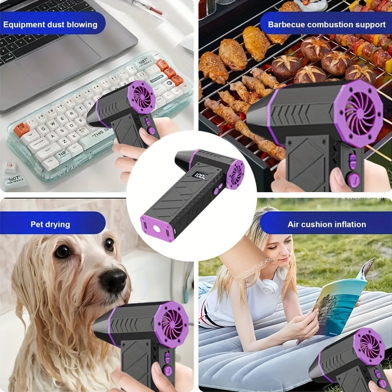 USB rechargeable handheld blower with digital display for camping outdoor use