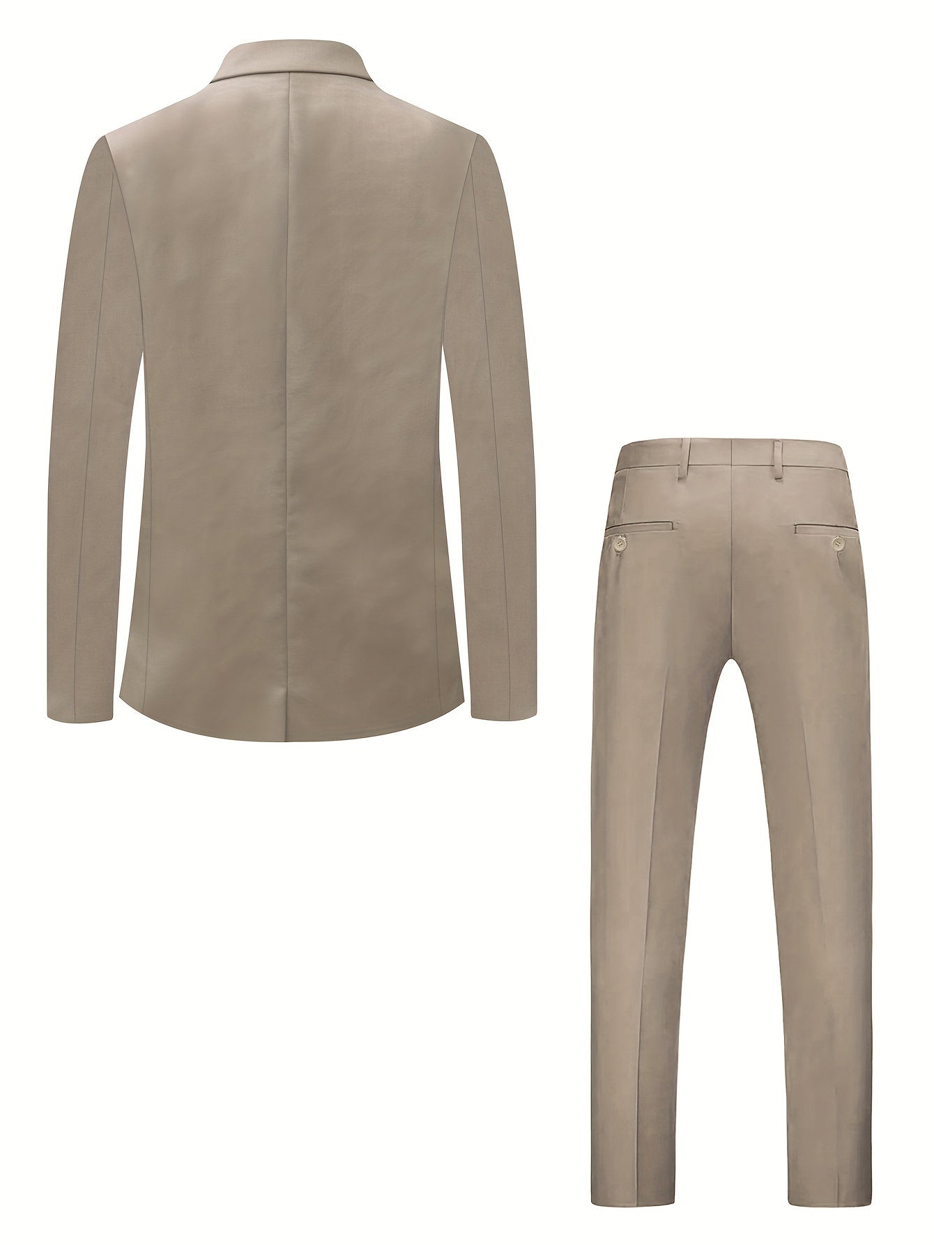 Bir xil rangdagi erkaklar kostyumi, muhrlangan cho'ntaklar, oddiy kesimli shimlar, biznes va to'ylar uchun mukammal.