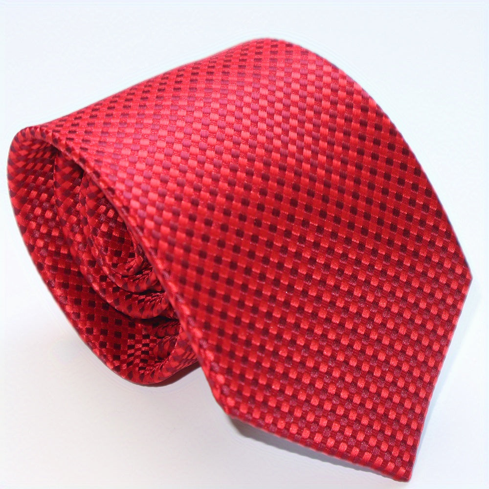 Men's Checkered Jacquard Neck Tie 3.15 Inch Multicolor Business Casual Gift