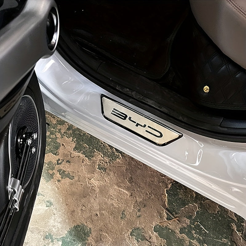 Car Exterior Door Sill Stainless Steel Welcome Pedal Anti-Scratch Carbon Fiber 4pcs