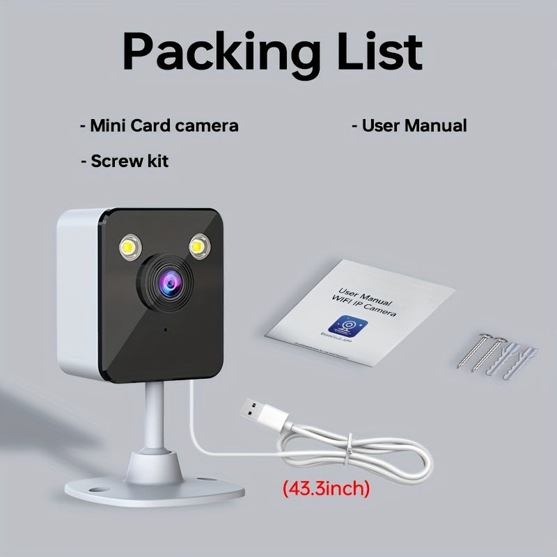 3MP HD Indoor Wireless Security Camera Night Vision Motion Detection Two-Way Audio USB Power Wi-Fi App Control