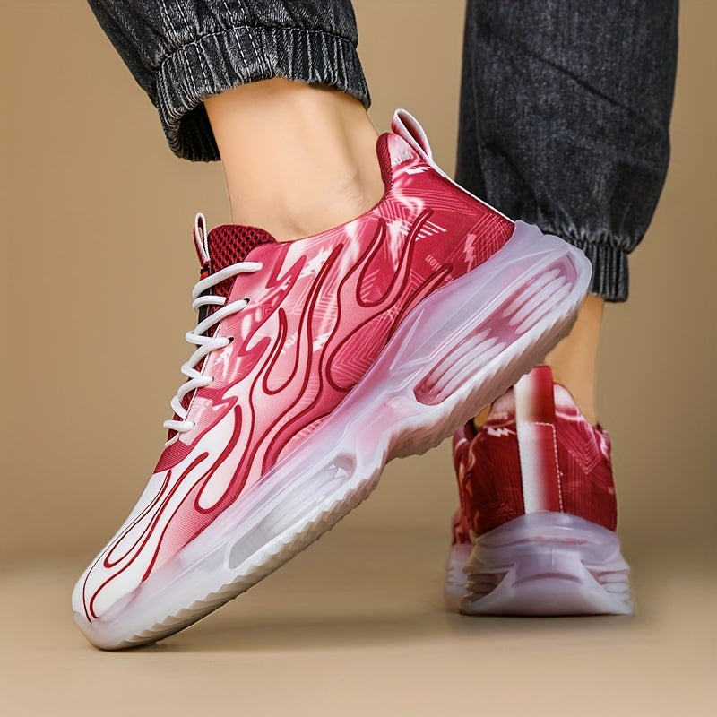 Men's Casual Athletic Sneakers Breathable Fabric Upper EVA Sole Low Top Lace-Up Striped Pattern All-Season Outdoor Comfort