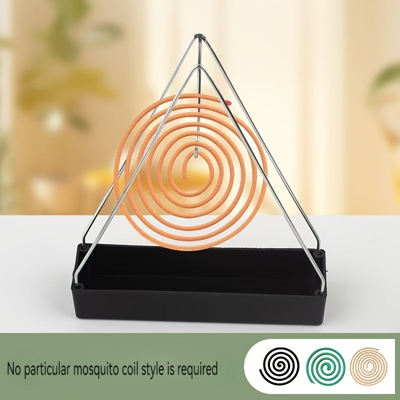 Iron Mosquito Incense Holder Triangle Design Black Metal Burner for Sandalwood and Repellent Sticks